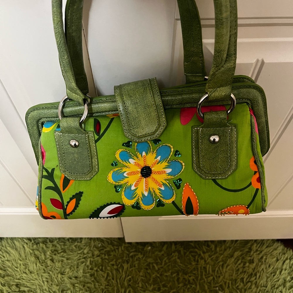 Braciano Green Floral Shoulder Bag